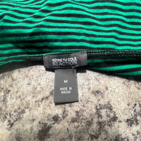 Kenneth Cole Reaction green and black striped halter top - Picture 2 of 2